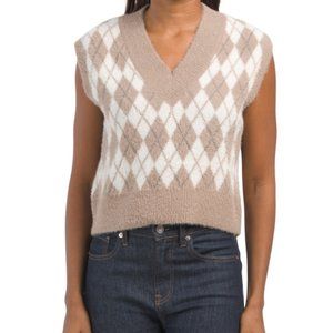 NWT WILLIAM RAST Sleeveless V-neck Argyle Sweater Vest size S